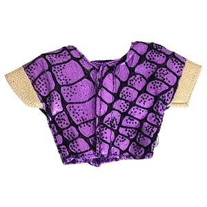 Barbie Size Purple Black Metallic Cropped Top Gold Trim